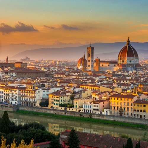 Sunset view of Florence and Duomo. Italy